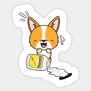 Cute Corgi Spilled Mayonnaise Sticker